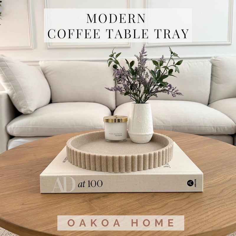 OAOKA Decorative Tray for Decor - Coffee Table Tray for Living Room - Round Tray for Home Decor - Coffee Table Decor Centerpiece - Modern Minimalist Centerpiece - Image 3